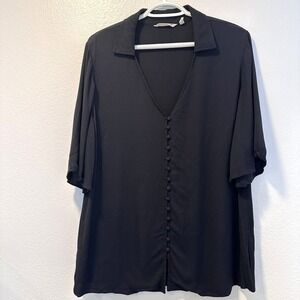 Soft Surroundings Women's-L Black 100%‎ Rayon V-neck Button Up Blouse